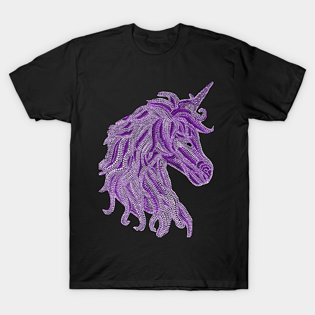 Mythical Unicorn - Monochrome Purple T-Shirt by Amy Diener